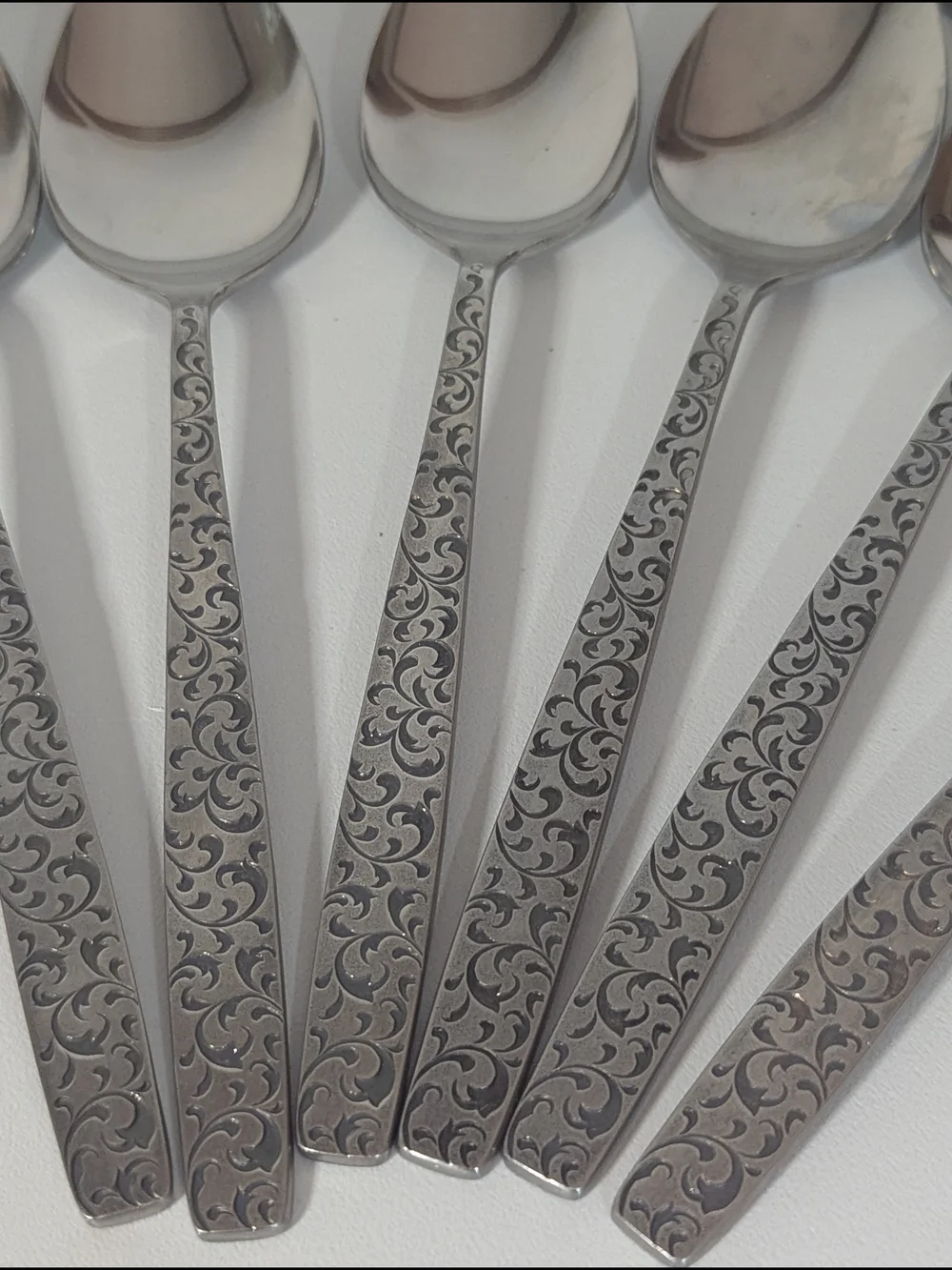 Vintage Corsican Stainless Steel Japan Flatware Set 36 Pc Floral Scroll MCM